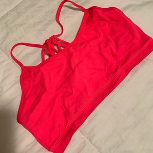 Hot Pink Fabletics Strappy Sports Bra